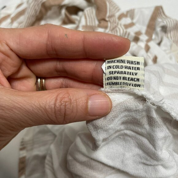 Sim Sam Blouse Women Size L Vneck Stripe Beige Button Hippie Relax Loose Comfy - Picture 10 of 10